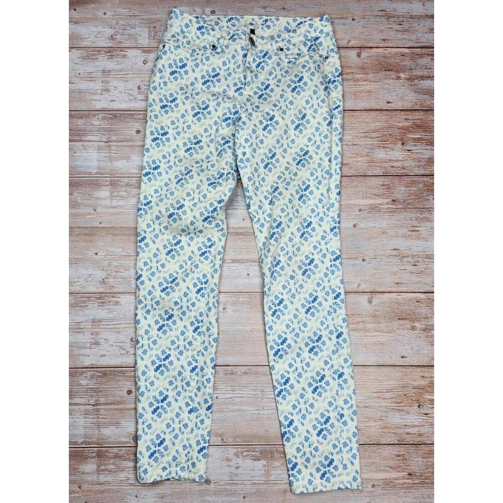 Victoria's Secret Mid Rise Siren‎ Blue Geometric Skinny Jeans Size 6